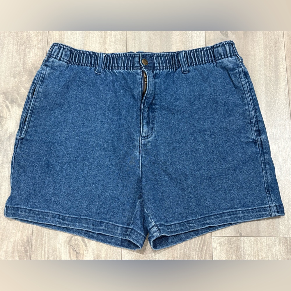 Men’s Blue Denim Jean Shorts - Classic High-Rise Style Size 38